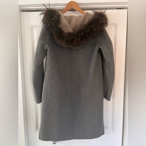 Light Wool Coat, Reversible with Fur Trim